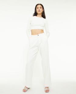 Pantalon velours droit avec pinces Femme - Couleur blanc - Taille 36 - Pantalon Femme - PIMKIE