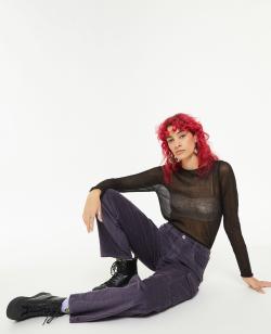Pantalon cargo en velours grosses côtes Femme - Couleur violet - Taille 42 - Pantalon Femme - PIMKIE
