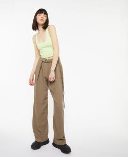 Pantalon large et droit effet lin Femme - Couleur marron - Taille S - Femme - PIMKIE