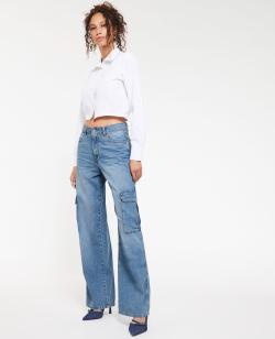 Jean cargo large Femme - Couleur bleu - Taille 40 - Jean Femme - PIMKIE