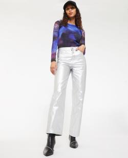 Jean droit argenté taille haute Femme - Couleur gris - Taille 40 - Jean Femme - PIMKIE