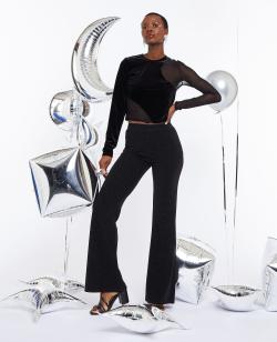 Pantalon flare avec lurex Femme - Couleur noir - Taille L - Pantalon Femme - PIMKIE