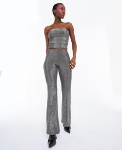Pantalon flare avec lurex Femme - Couleur gris - Taille XL - Pantalon Femme - PIMKIE