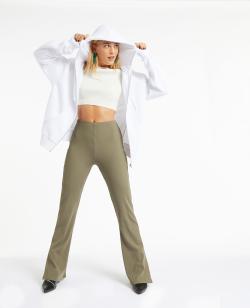 Pantalon flare en maille côtelée Femme - Couleur vert - Taille XS - Pantalon Femme - PIMKIE
