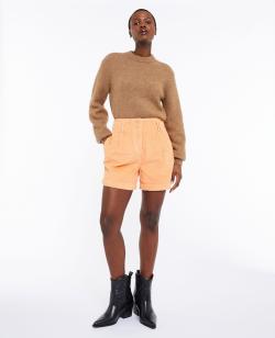 Short velours taille haute avec pinces Femme - Couleur orange - Taille 40 - Short Femme - PIMKIE