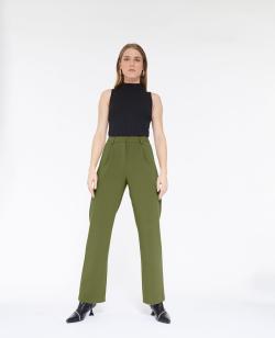 Pantalon droit avec pinces Femme - Couleur vert - Taille 34 - Femme - PIMKIE