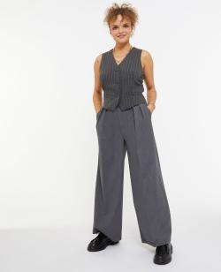 Pantalon large et droit avec pinces Femme - Couleur gris - Taille 36 - Pantalon Femme - PIMKIE