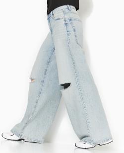 Jean baggy destroy taille regular Femme - Couleur jaune - Taille 32 - Jean Femme - PIMKIE