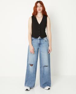 Jean baggy destroy taille regular Femme - Couleur bleu - Taille 44 - Jean Femme - PIMKIE