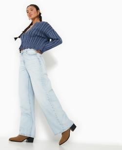 Jean baggy taille haute Femme - Couleur bleu - Taille 34 - Jean Femme - PIMKIE