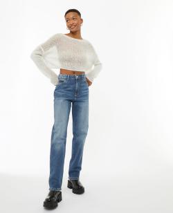 Jean droit taille haute Femme - Couleur bleu - Taille 34 - Jean Femme - PIMKIE