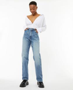 Jean droit taille haute Femme - Couleur bleu - Taille 44 - Jean Femme - PIMKIE