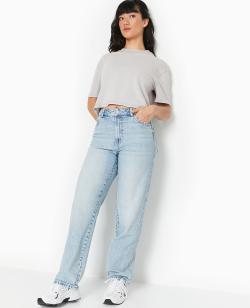 Jean droit taille haute Femme - Couleur bleu - Taille 38 - Jean Femme - PIMKIE