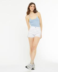 Short en jean taille haute avec élasthane Femme - Couleur blanc - Taille 34 - Short Femme - PIMKIE