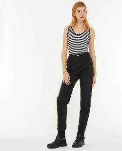 Jean mom stretch taille haute Femme - Couleur noir - Taille 40 - Jean Femme - PIMKIE