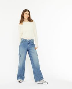 Jean cargo taille standard Femme - Couleur bleu - Taille 42 - Jean Femme - PIMKIE