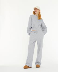 Pantalon de jogging droit en molleton Femme - Couleur gris - Taille M - Pantalon Femme - PIMKIE