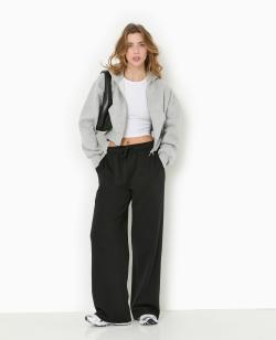 Pantalon de jogging droit en molleton Femme - Couleur noir - Taille S - Pantalon Femme - PIMKIE