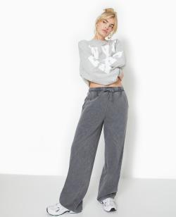 Pantalon de jogging droit en molleton Femme - Couleur gris - Taille L - Pantalon Femme - PIMKIE