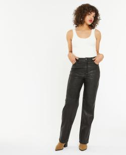 Pantalon droit en simili Femme - Couleur gris - Taille 44 - Pantalon Femme - PIMKIE