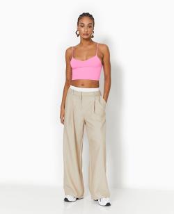 Pantalon large avec effet caleçon apparent Femme - Couleur marron - Taille 38 - Pantalon Femme - PIMKIE