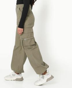 Pantalon cargo avec poches et sangles Femme - Couleur vert - Taille 40 - Pantalon Femme - PIMKIE