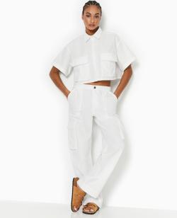 Pantalon large cargo Femme - Couleur blanc - Taille 42 - Pantalon Femme - PIMKIE