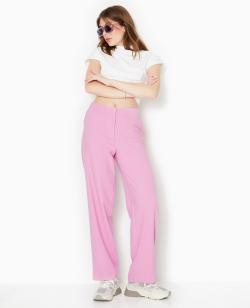 Pantalon droit en tissu reliéfé Femme - Couleur rose - Taille 38 - Pantalon Femme - PIMKIE