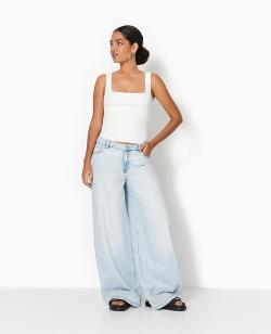 Jean wide ultra large taille basse Femme - Couleur bleu - Taille 42 - Jean Femme - PIMKIE