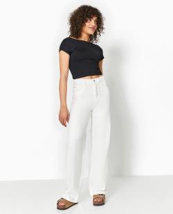Jean wide loose extra long Femme - Couleur blanc - Taille 34 - Jean Femme - PIMKIE