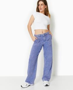 Jean wide souple taille regular Femme - Couleur violet - Taille 40 - Jean Femme - PIMKIE