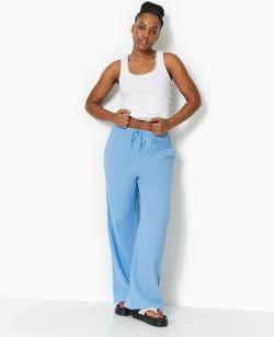 Pantalon large en gaze de coton Femme - Couleur bleu - Taille M - Pantalon Femme - PIMKIE