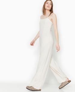 Combinaison à bretelles avec lin Femme - Couleur blanc - Taille 44 - Combinaison et Salopette Femme - PIMKIE