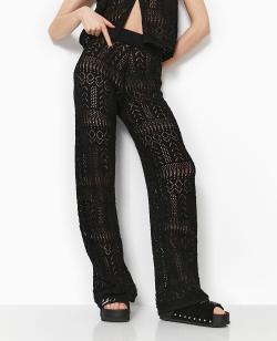 Pantalon en maille fantaisie ajourée Femme - Couleur noir - Taille XL - Pantalon Femme - PIMKIE