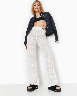 Pantalon en maille fantaisie ajourée Femme - Couleur blanc - Taille XL - Pantalon Femme - PIMKIE