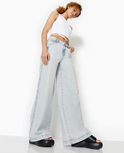 Jean wide avec poches côtés taille regular Femme - Couleur rose - Taille 38 - Jean Femme - PIMKIE
