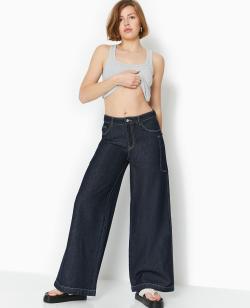 Jean wide avec poches côtés taille regular Femme - Couleur bleu - Taille 38 - Jean Femme - PIMKIE