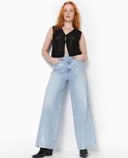 Jean wide taille haute avec enduit argenté Femme - Couleur gris - Taille 42 - Jean Femme - PIMKIE