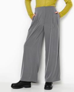 Pantalon large taille basse avec pinces Femme - Couleur gris - Taille 40 - Pantalon Femme - PIMKIE