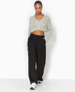 Pantalon droit et large avec pinces Femme - Couleur noir - Taille 34 - Pantalon Femme - PIMKIE