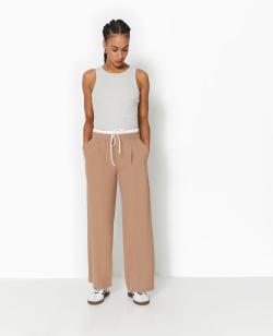 Pantalon large avec effet de superposition Femme - Couleur marron - Taille 38 - Pantalon Femme - PIMKIE