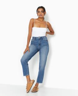 Jean mom taille haute Femme - Couleur bleu - Taille 42 - Jean Femme - PIMKIE