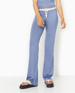 Pantalon large en maille extensible Femme - Couleur bleu - Taille M - Pantalon Femme - PIMKIE