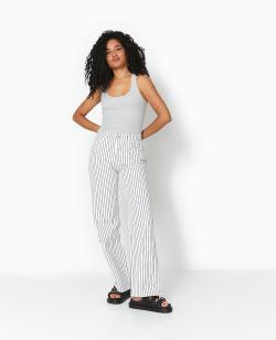 Jean droit rayé Femme - Couleur blanc - Taille 36 - Jean Femme - PIMKIE