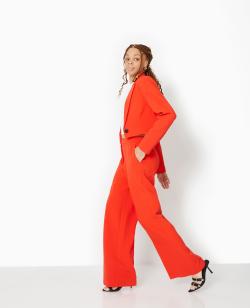 Pantalon large et droit taille haute Femme - Couleur rouge - Taille 38 - Pantalon Femme - PIMKIE