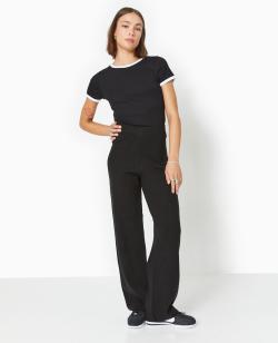 Pantalon droit en maille fine Femme - Couleur noir - Taille XL - Pantalon Femme - PIMKIE