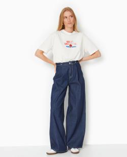 Jean wide avec boutonnage multipositions Femme - Couleur bleu - Taille 38 - Femme - PIMKIE