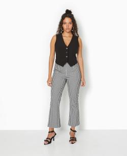 Pantalon 7/8 motif vichy Femme - Couleur noir - Taille 34 - Pantalon Femme - PIMKIE