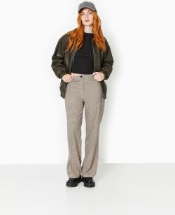 Pantalon city droit motif pied-de-poule Femme - Couleur marron - Taille 38 - Pantalon Femme - PIMKIE