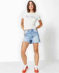Short en jean taille haute bas coupés Femme - Couleur bleu - Taille 38 - Short Femme - PIMKIE